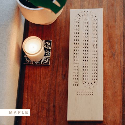 Custom Engraved Wooden Cribbage Board with Cards & Pegs - The Local Space